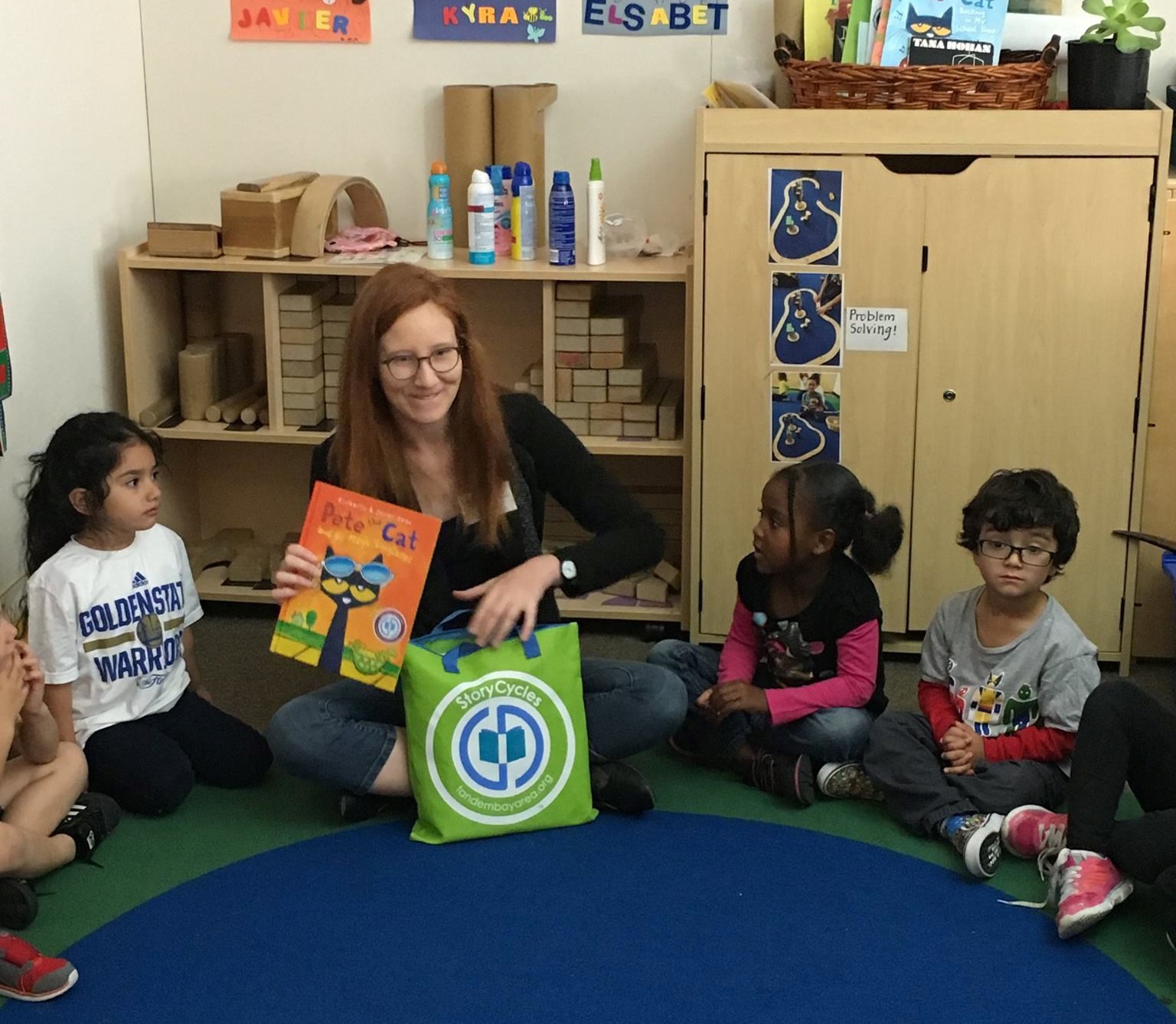 Me, making a goofy face at the beginning of an interactive Read Aloud demonstration for educators - a service provided through Tandem's StoryCycles program. Photo courtesy of Holy Family Day Home.